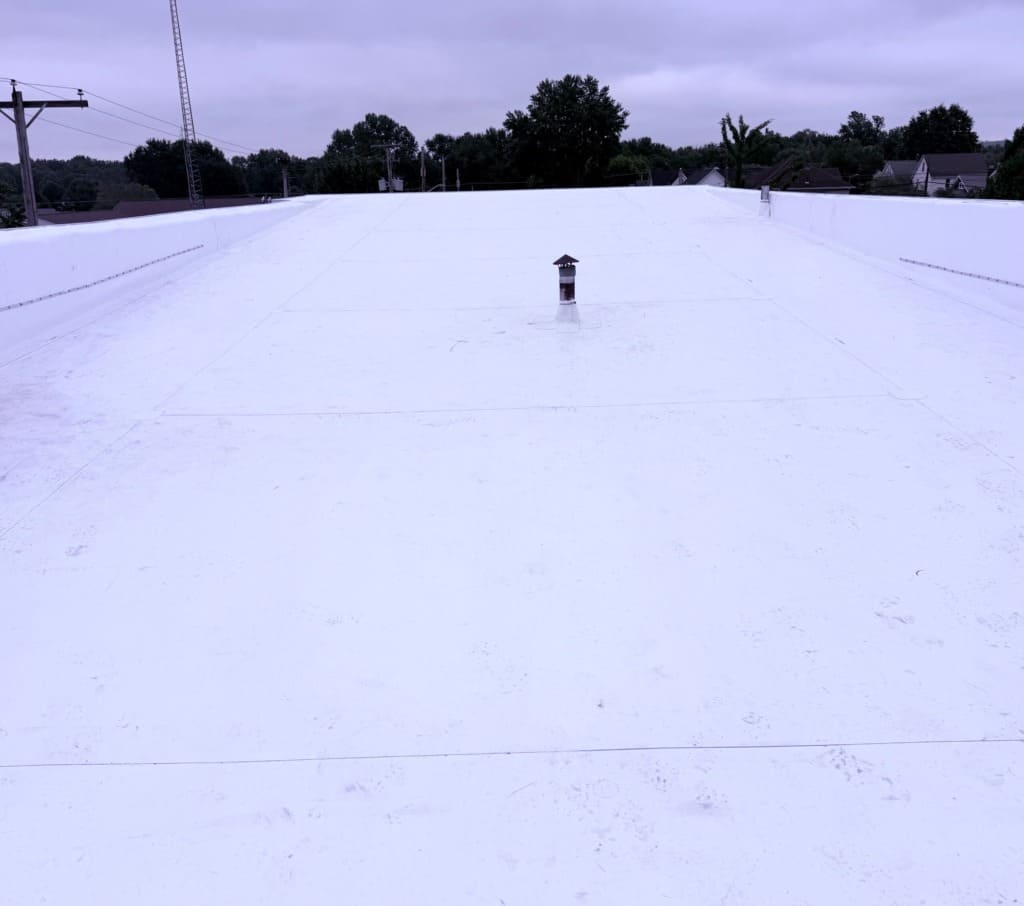 Finished white flat roof